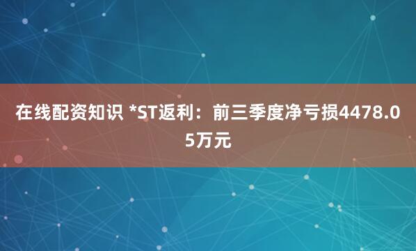 在线配资知识 *ST返利：前三季度净亏损4478.05万元