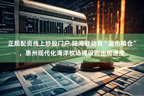 正规配资线上炒股门户 陆海联动育“蓝色粮仓”，惠州现代化海洋牧场建设跑出加速度